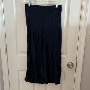 Quince 100% Washable Silk Skirt - Navy Blue